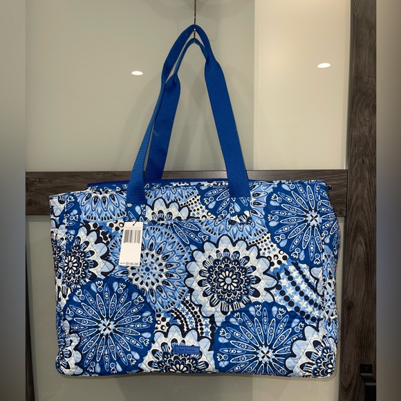 Vera Bradley Blue Star Medallion Dual Compartment Travel Insulated Tote Bag NWT - Picture 2 of 8